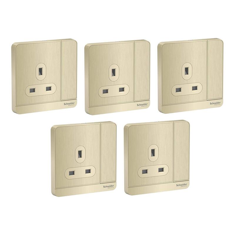 

Schneider Electric AvatarOn E8315_GH_G12 switched socket 3P 13A 250V Metal Gold Hairline - Pack of 5