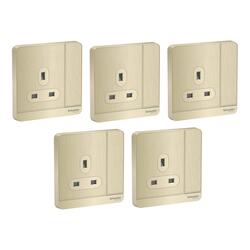 Schneider Electric AvatarOn E8315_GH_G12 switched socket 3P 13A 250V Metal Gold Hairline - Pack of 5