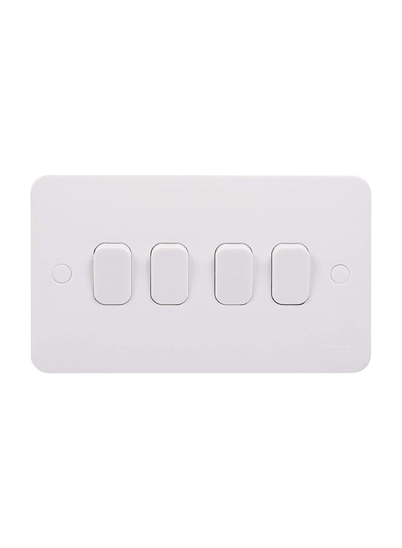 Schneider Electric Lisse 10AX 4 Gang 2 Way Plate Switch, GGBL1042, White