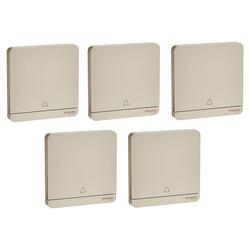 Schneider Electric E8331BPL1_WG AvatarOn Gold - Retractive Door Bell switch - with bell symbol - 1 gang 2 way - 10A Gold - Pack of 5