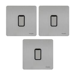 Schneider Electric GU1414-BSS 1 Gang Ultimate Screwless Flat Plate Intermediate Switch, Stainless Steel with Black Interior - Pack of 3
