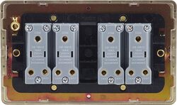 Schneider Electric Ultimate Screwless flat plate - 1-pole 2-way plate switch - 4 gangs - brass - GU1442-BPB