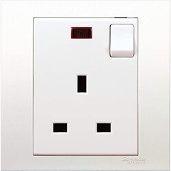 Schneider Vivace 13A Single Switched Socket with Neon, White KB15N - Pack of 5