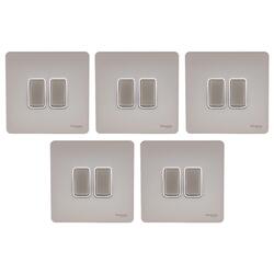 Schneider Electric Plate switch, Ultimate Screwless flat plate, 1-pole 2-way, screw terminals, IP20, pearl nickel - GU1422-WPN - Pack of 5