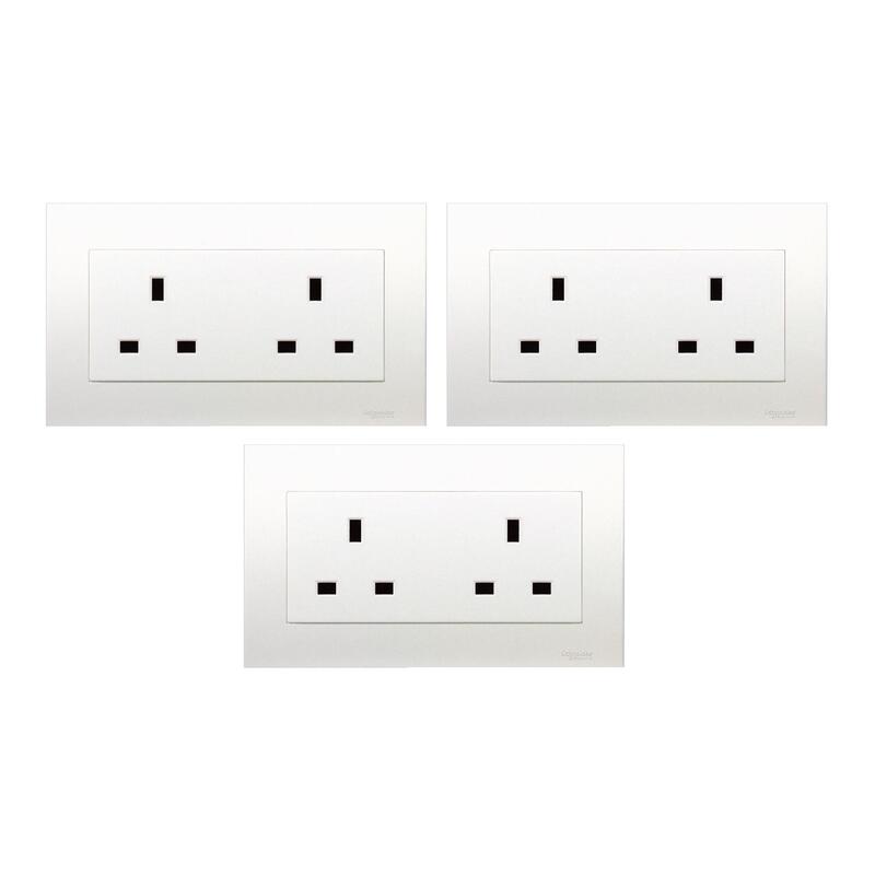 Schneider Electric 13A 250V Twin Gang Socket - KBT426 - Pack of 3