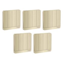 Schneider Electric AvatarOn E8334L1_GH 4 Gang 1 Way Switch 16AX 250V, Metal Gold Hairline - Pack of 5