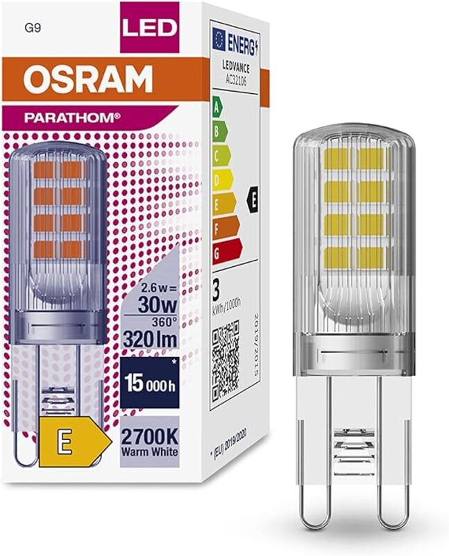 Osram G9 LED Capsule Clear Parathom 30 non-dimmable 26W 827/2700K Extra warm white