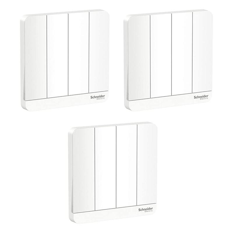 Schneider Electric E8334L1_WE AvatarOn White - 1-way plate switch 4 gang - 16AX - White - Pack of 3