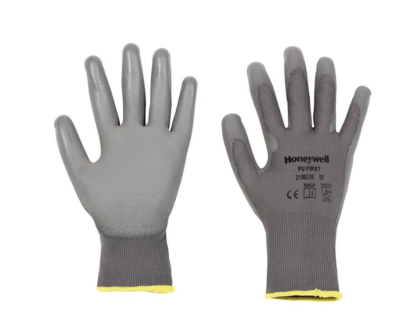 Honeywell 210025009 First PalmSide Coated Grey Safety Gloves for work , Size 9