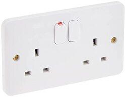 Schneider Electric GGBL3020NIS Lisse UK Standard Switch Socket White, 2 gang 13A BS 1363-2 - Pack of 3