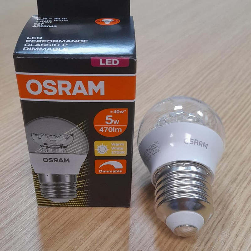 Osram E27 Classic P 5W 2700K Dimmable LED Bulb, 10 Pieces, Warm White