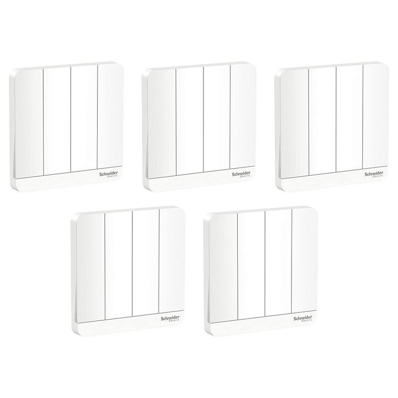 Schneider Electric E8334L1_WE AvatarOn White - 1-way plate switch 4 gang - 16AX - White - Pack of 5
