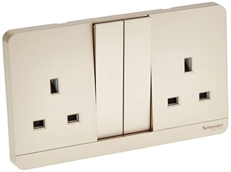 Schneider Electric E83T25_WG_G12 AvatarOn Gold - Double switched socket - 13 A - 230 V - 1 gang -Gold - Pack of 3