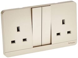 Schneider Electric E83T25_WG_G12 AvatarOn Gold - Double switched socket - 13 A - 230 V - 1 gang -Gold - Pack of 3