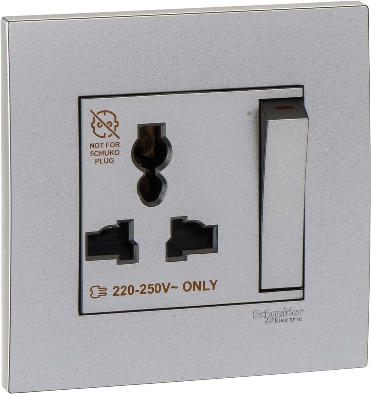 

Schneider Electric Vivace 13A 250V 1Gang 3Pin Dolly Switched Universal Socket Al Silver - KB113LS_AS