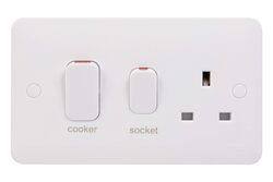 Schneider Electric Lisse - Cooker Control Unit - 2 gangs - LED - 45A DP white moulded - GGBL4001S