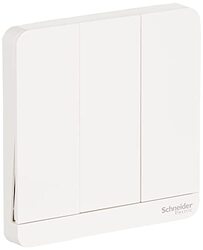 Schneider Electric Avataron White - 1-Way Plate Switch 3 Gang - 16Ax - White - Pack of 5