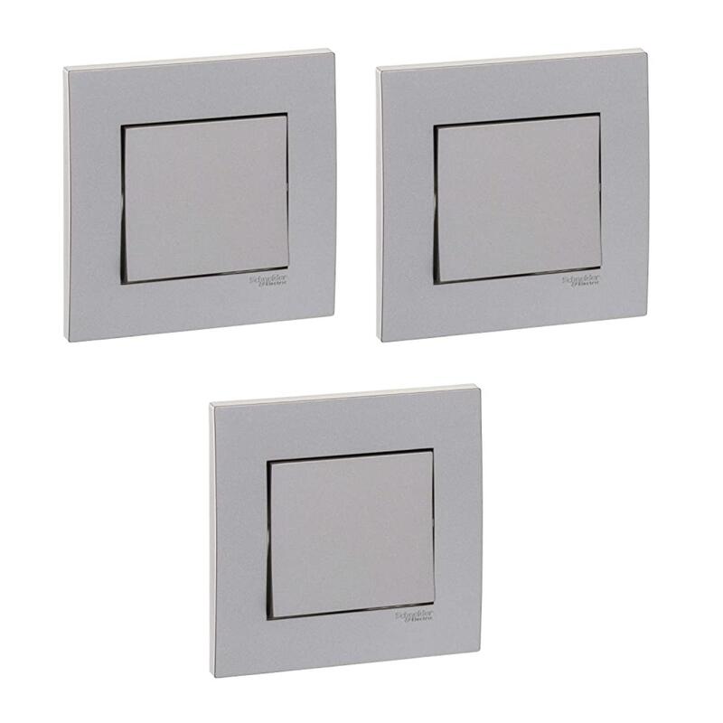 Schneider Electric KB31R_1_AS Vivace Silver - 1-way plate switch 1 gang - 16AX - Silver - Pack of 3