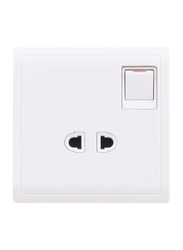 Schneider Electric Pieno 10A 1 Gang 2 Flat Round Pin Switched Socket with Shutter 250V, E8215US, White