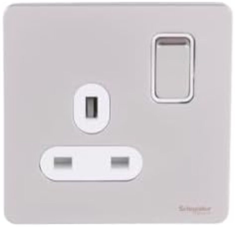 Schneider Electric Ultimate Screwless flat plate - switched socket - 2P - 1 gang - pearl nickel - GU3410DWPNG