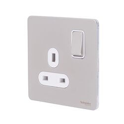 Schneider Electric Ultimate Screwless flat plate - switched socket - 2P - 1 gang - pearl nickel - GU3410DWPN - Pack of 3