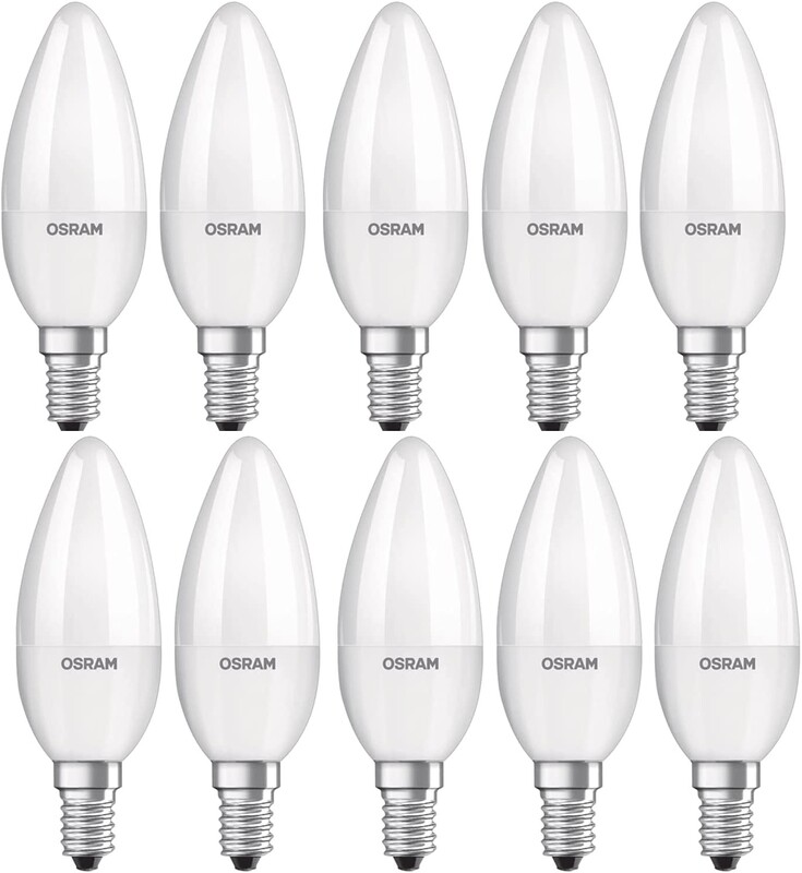 Osram Led Bulb E14 Candle Lamp 5W Warm White Dimmable 2700K, Pack Of 10
