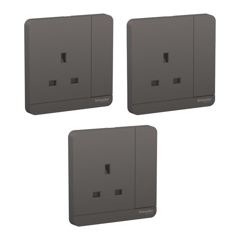 

Schneider Electric AvatarOn, switched socket, 3P, 13 A, 250 V, LED, Dark Grey (Model Number - E8315N_DG_G12) - Pack of 3