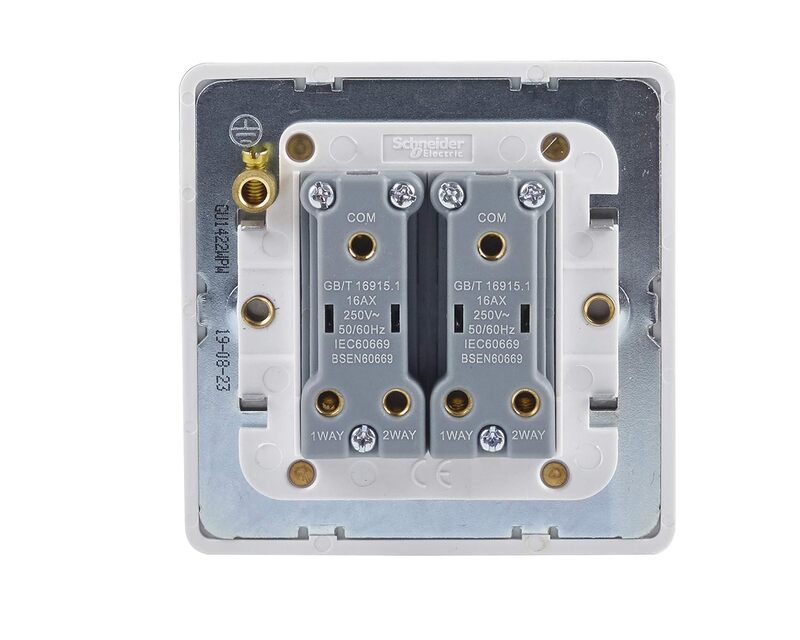 Schneider Electric Plate switch, Ultimate Screwless flat plate, 1-pole 2-way, screw terminals, IP20, white metal - GU1422-WPW