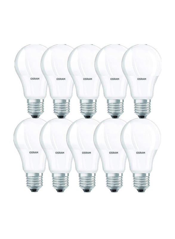 Osram Star E27 Classic A Frosted 9W 2700K 806 lm LED Bulb, 10 Pieces, Warm White