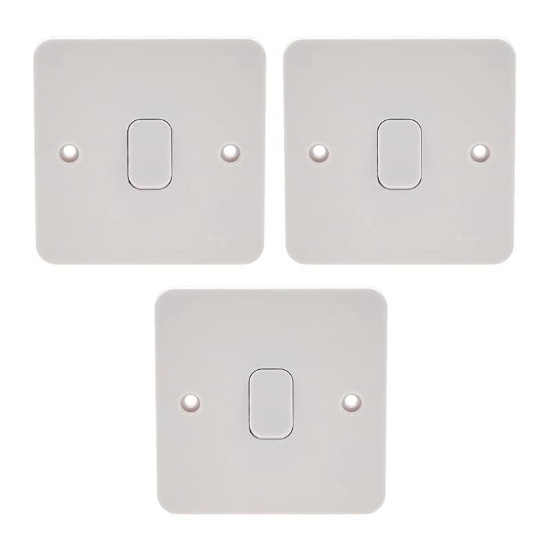 Schneider Electric Ggbl1011Nis Lisse 1 Gang - 10Ax 1 Way Plate Switch, White - Pack of 3