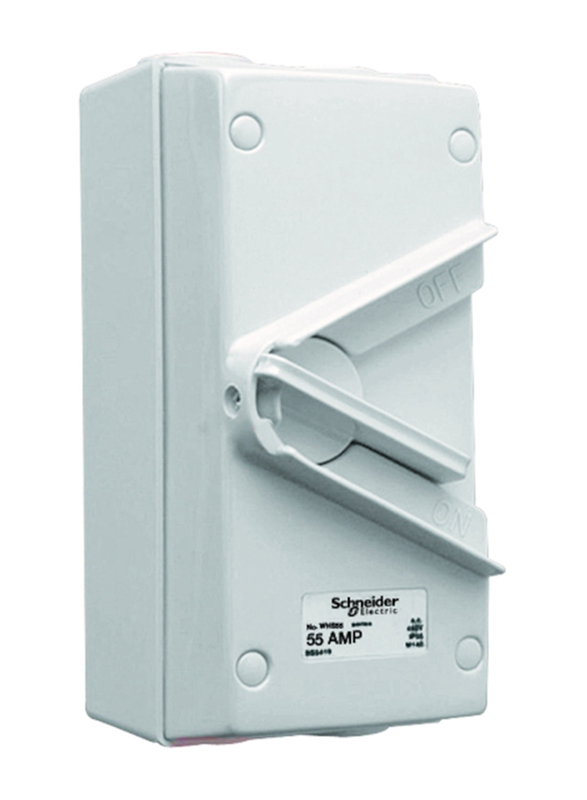 Schneider Electric 55A Surface Mount Single Pole Isolating Switch 250V IP66 Waetherproof, WHS55, White