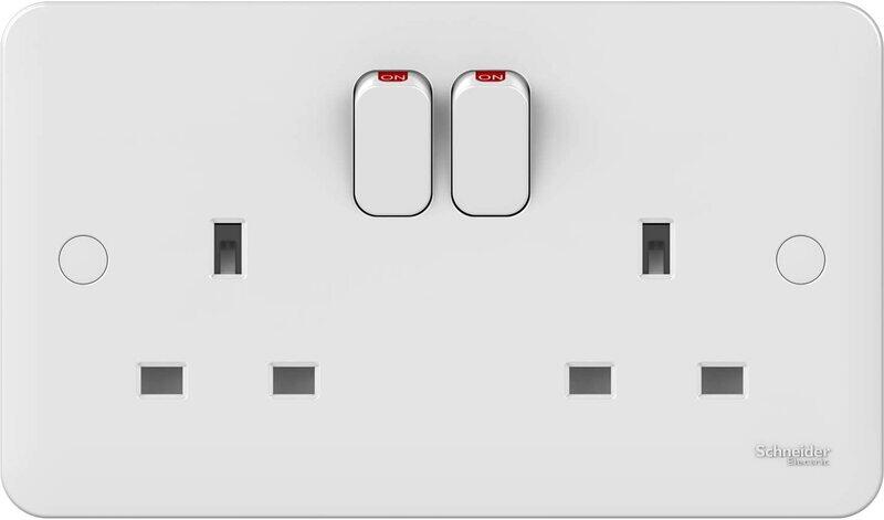 

Schneider Electric GGBL3020NIS Lisse UK Standard Switch Socket White, 2 gang 13A BS 1363-2 Standard