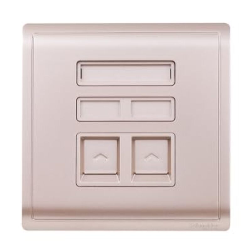 Schneider Electric Pieno, 2 Gang Shuttered Keystone Wallplate (without module), wine gold - E8232RJS_WG_G1