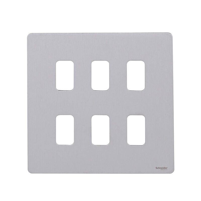 

Schneider Electric Ultimate - flate plate Grid system - 6 gangs - stainless steel - GUGS06G-SS