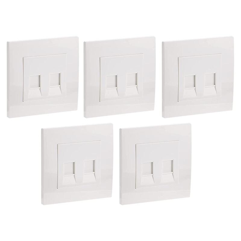 Schneider Electric KB32RJK Vivace White - 2 Gang Keystone Wallplate with Shutter without Ketstone Jack RJ-45 - Pack of 5