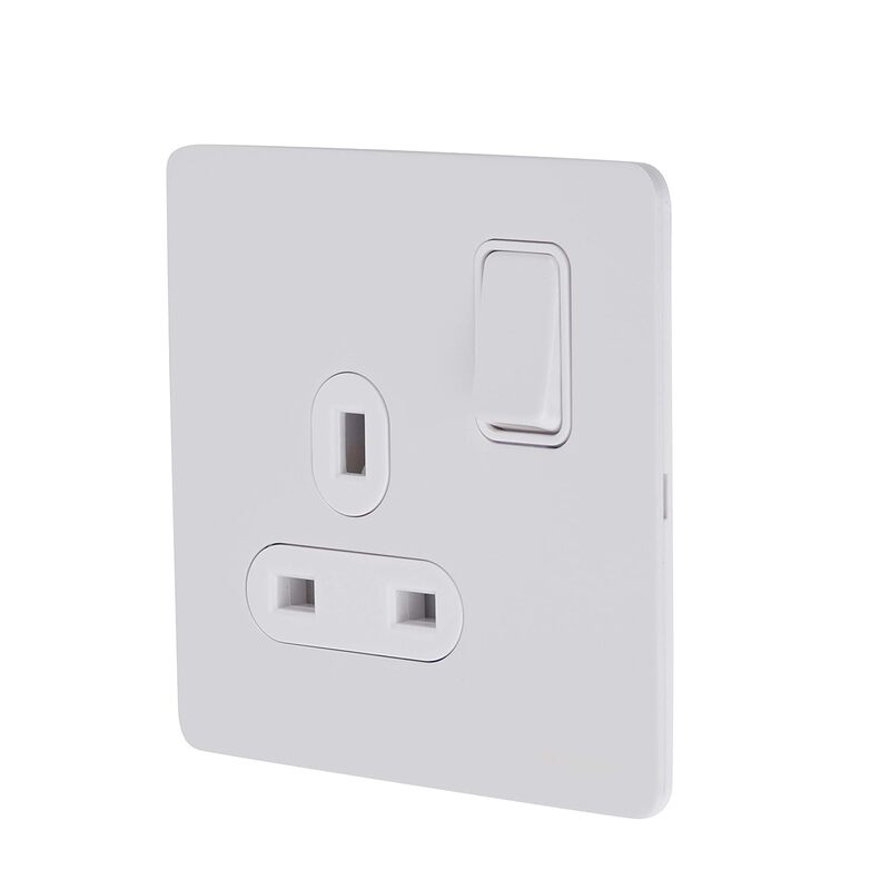 Schneider Electric Ultimate Screwless flat plate - switched socket - 2P - 1 gang - white metal - GU3410DWPW - Pack of 5
