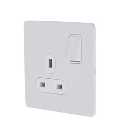 Schneider Electric Ultimate Screwless flat plate - switched socket - 2P - 1 gang - white metal - GU3410DWPW - Pack of 5