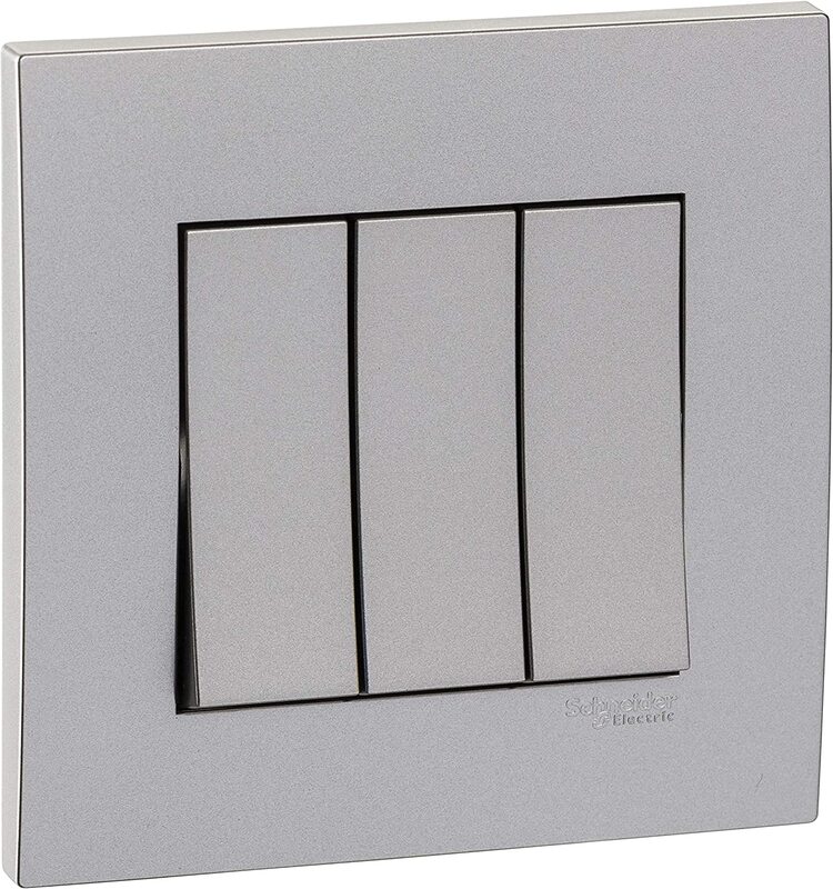 

Schneider Electric KB33R_1_AS Vivace Silver - 1-way plate switch 3 gang - 16AX - Silver
