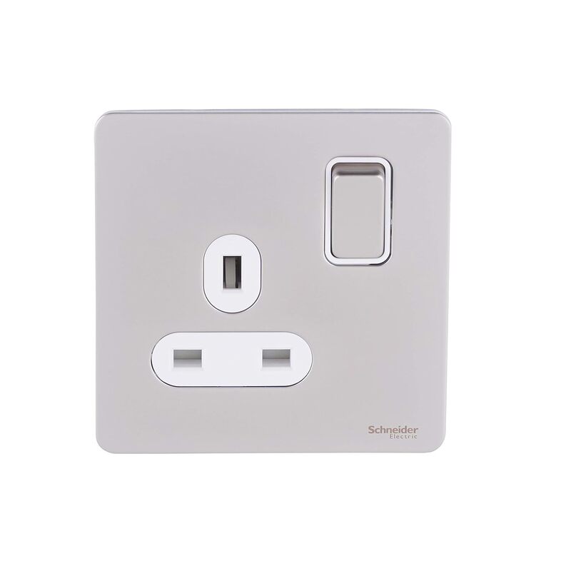 Schneider Electric Ultimate Screwless flat plate - switched socket - 2P - 1 gang - pearl nickel - GU3410DWPN - Pack of 5