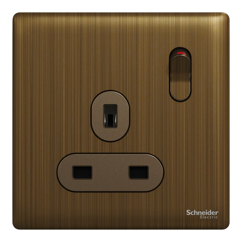 

Scheider Electric Schneider Electric Switched socket, Unica X, 13A, 250V, 1 gang, antique brass - NUX15_AB