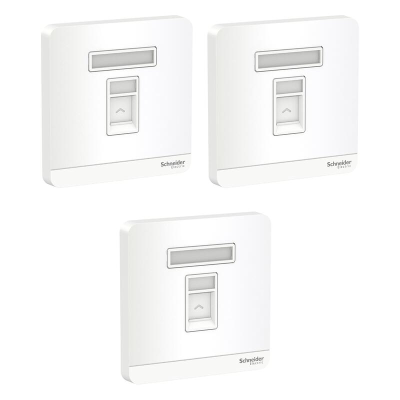 Schneider Electric AvatarOn, telephone socket, White (Model Number-E8331RJS4_WE) - Pack of 3