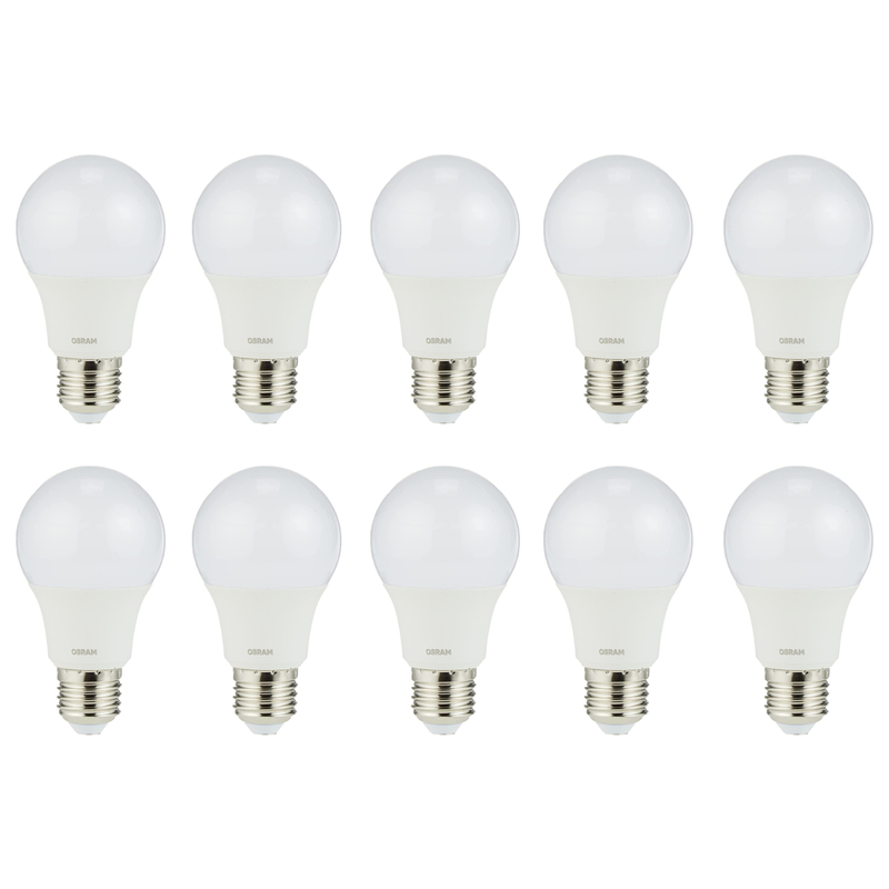 Osram Led Value Classic A, Frosted 5.5W, Screw Base E27, Cool White/4000K Pack Of 10