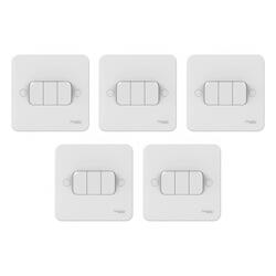 Schneider Electric GGBL1032 Lisse Plate Switch, 3 Gang, 2 Way, 10AX, White - Pack of 5