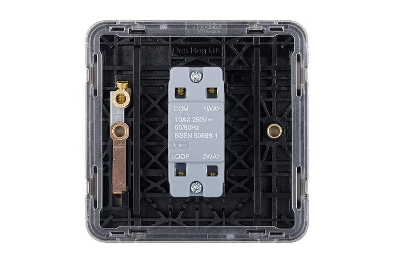 Schneider Electric Lisse - Plate Switch - 1 gang 2 way - 10AX Stainless Steel with Black Interior - GGBL1012BSS