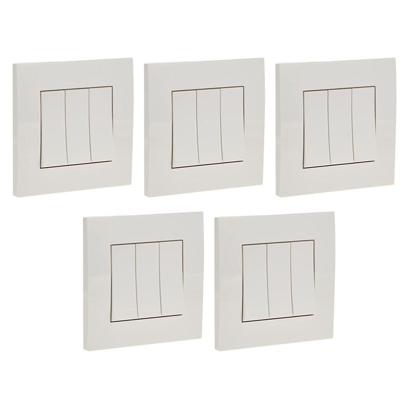 Schneider Electric KB33R_1 Vivace White - 1-way plate switch 3 gang 16AX - Pack of 5