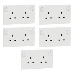 Schneider Electric Switched socket, AvatarOn C, 13A 250V, 2 gangs, White - Pack of 5