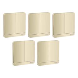 Schneider Electric E8332L2_WG AvatarOn Gold - 2-way plate switch 2 gang 16AX - Pack of 5
