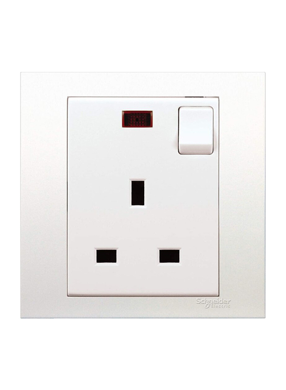 Schneider Electric Vivace 13A Single Switched Socket with Neon, KB15N, White
