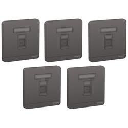 Schneider Electric E8331RJS_DG AvatarOn 1 Gang Keystone Wallplate Jack RJ-45 Dark Grey - Pack of 5