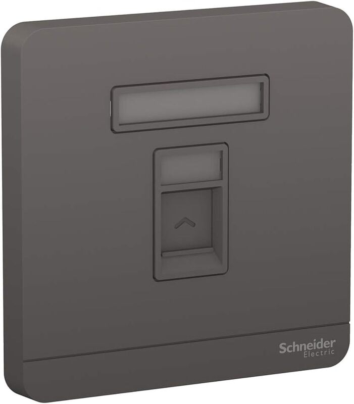 Schneider Electric E8331RJS_DG AvatarOn 1 Gang Keystone Wallplate Jack RJ-45 Dark Grey - Pack of 3